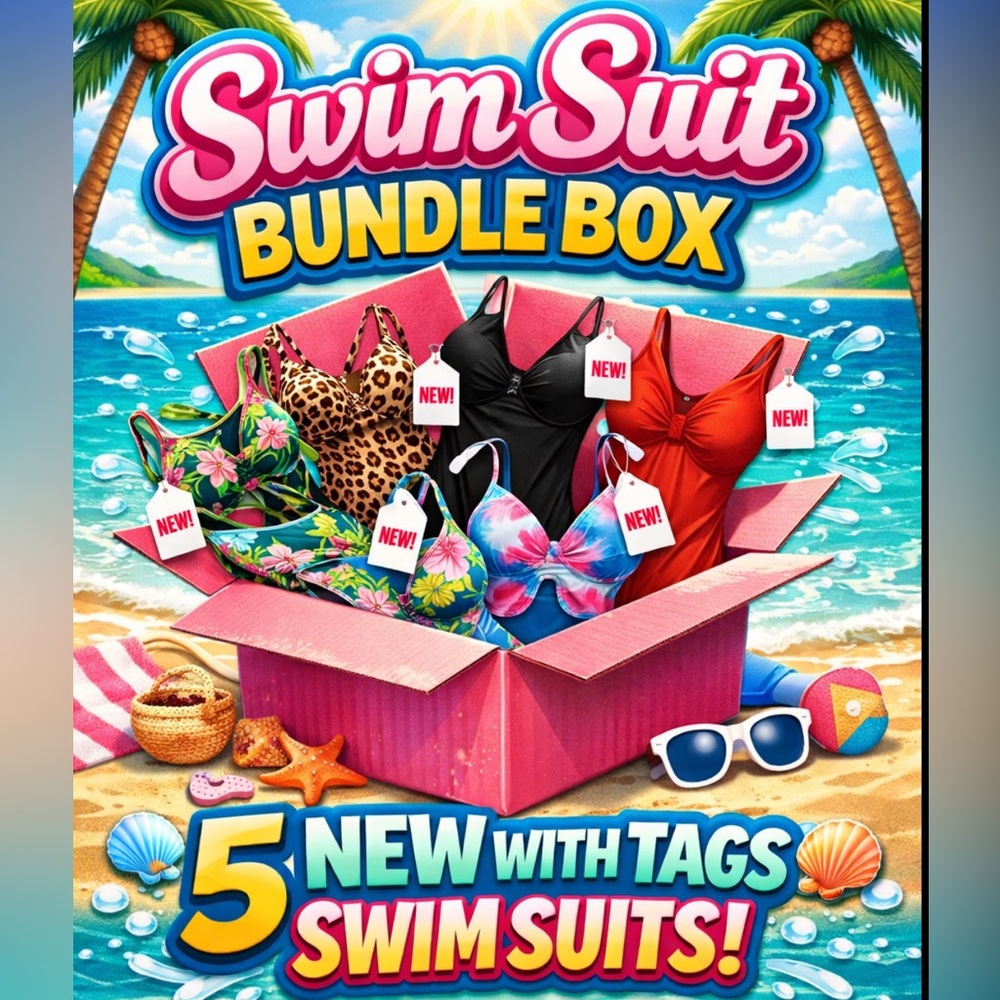 SWIM BUNDLE BOX  - 5 Swimsuits!
ALL New with tags | variety Styles & Sizes| Bulk